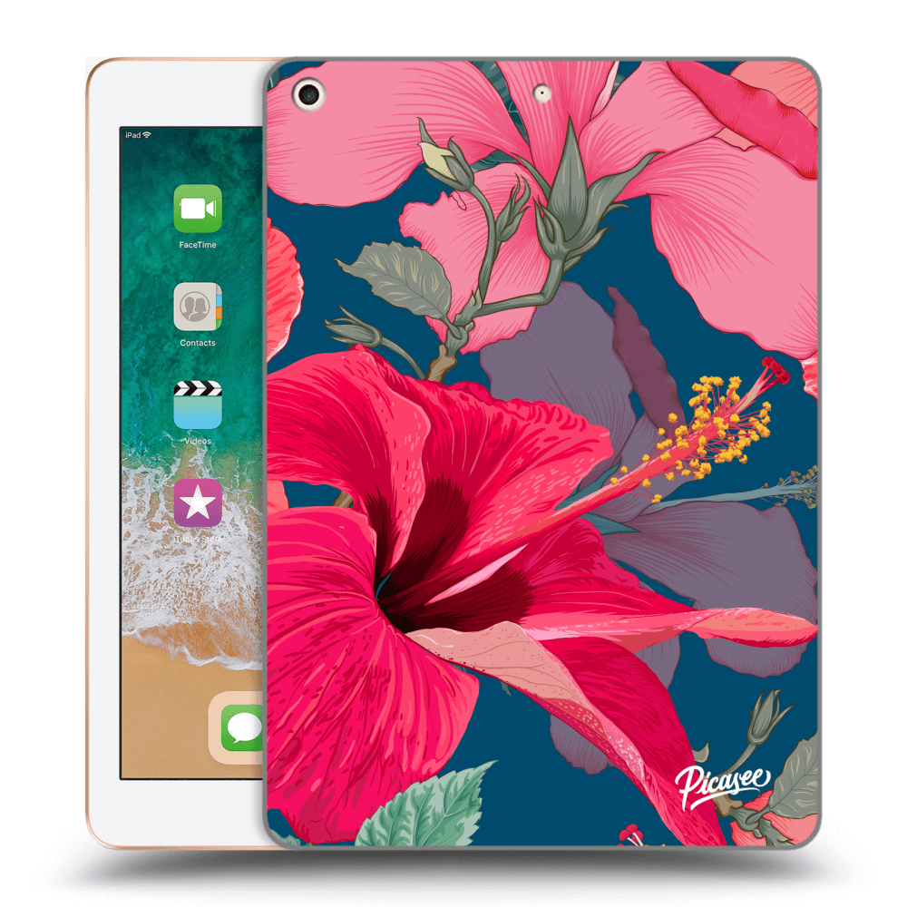Picasee transparente Silikonhülle für Apple iPad 9.7" 2018 (6. gen) - Hibiscus