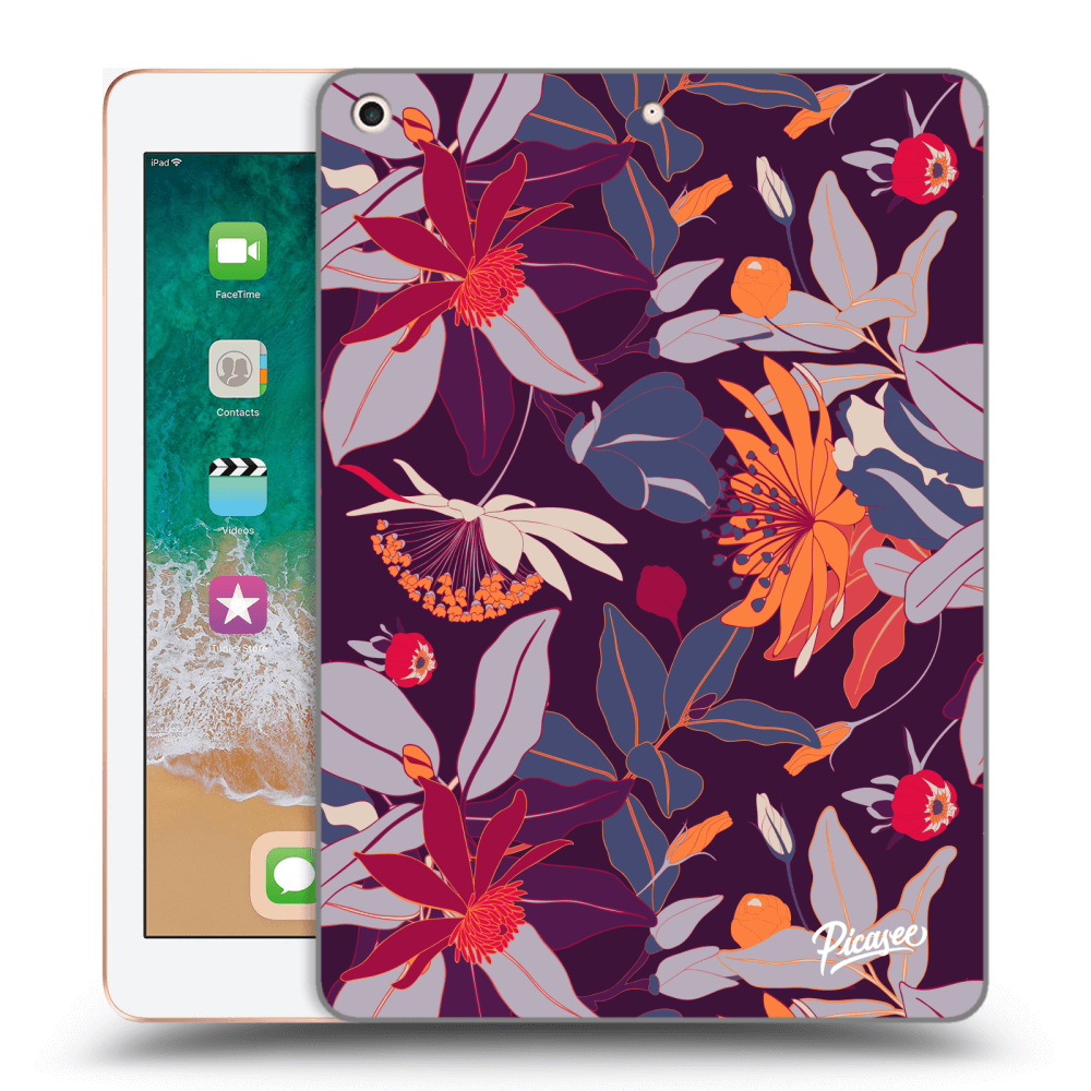 Picasee transparente Silikonhülle für Apple iPad 9.7" 2018 (6. gen) - Purple Leaf