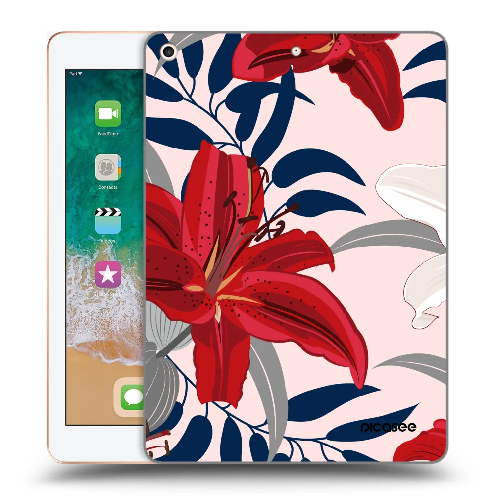 Picasee transparente Silikonhülle für Apple iPad 9.7" 2018 (6. gen) - Red Lily