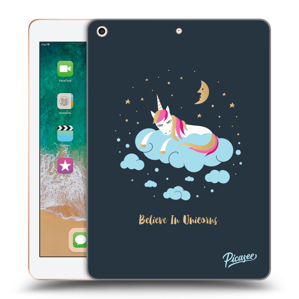 Picasee transparente Silikonhülle für Apple iPad 9.7" 2018 (6. gen) - Believe In Unicorns