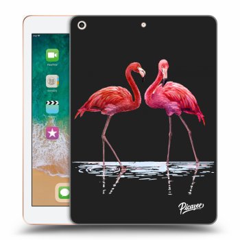 Picasee Schwarze Silikonhülle für Apple iPad 9.7" 2018 (6. gen) - Flamingos couple