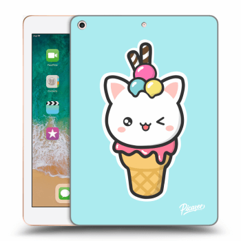 Picasee Schwarze Silikonhülle für Apple iPad 9.7" 2018 (6. gen) - Ice Cream Cat