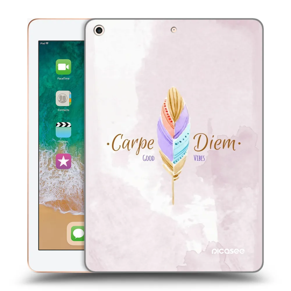 Picasee transparente Silikonhülle für Apple iPad 9.7" 2018 (6. gen) - Genieße den Tag