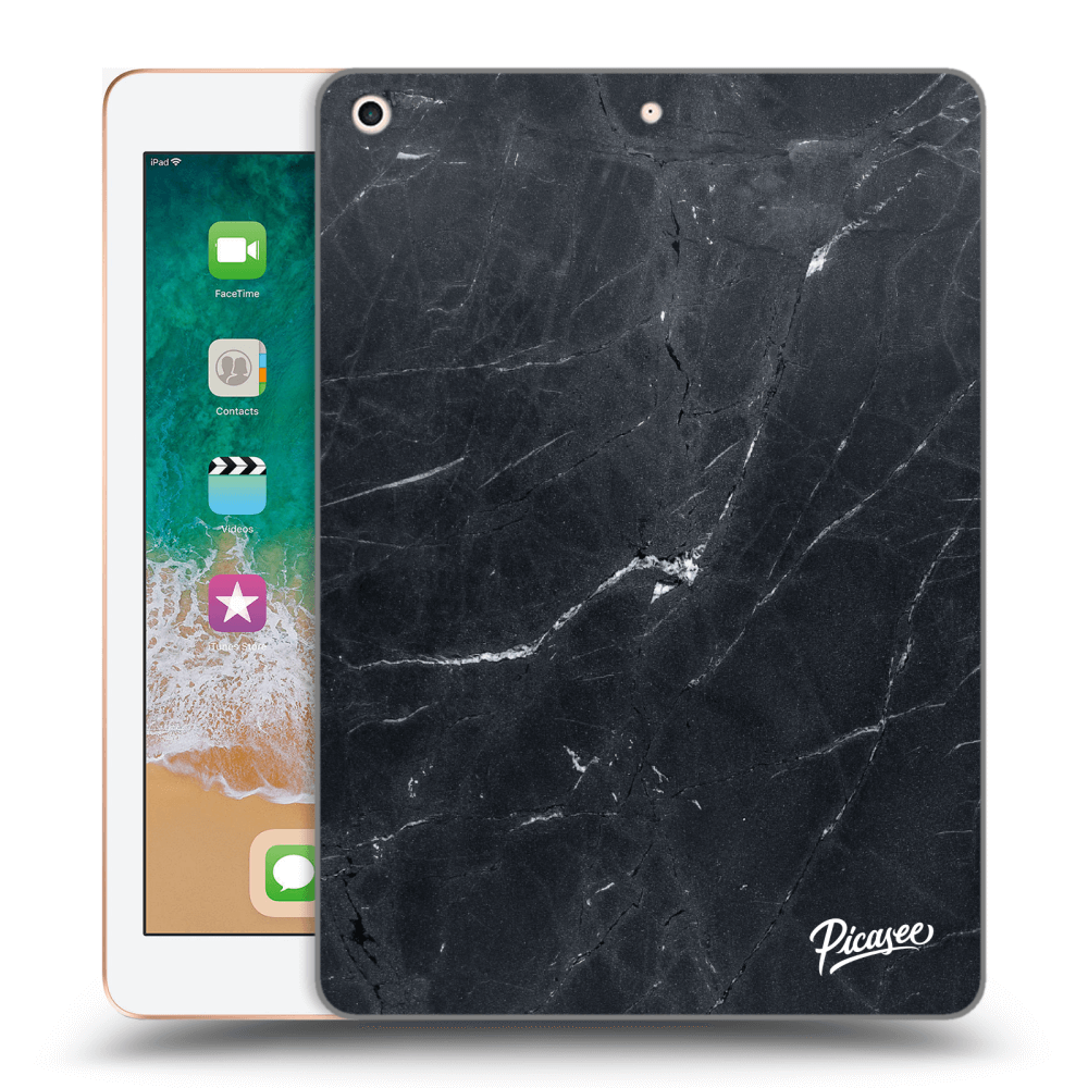 Picasee Schwarze Silikonhülle für Apple iPad 9.7" 2018 (6. gen) - Black marble