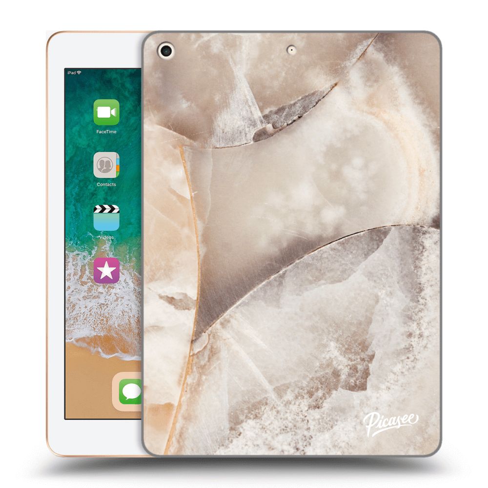 Picasee Schwarze Silikonhülle für Apple iPad 9.7" 2018 (6. gen) - Cream marble