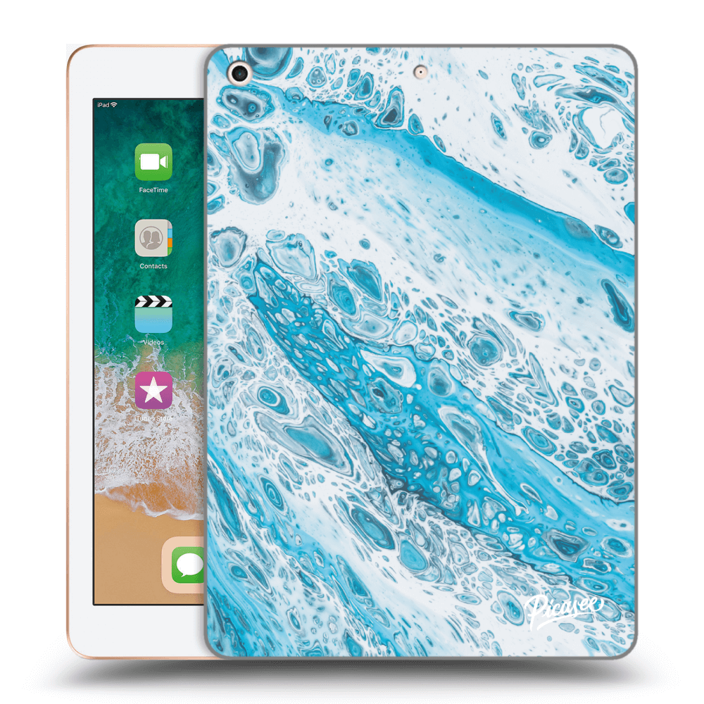 Picasee Schwarze Silikonhülle für Apple iPad 9.7" 2018 (6. gen) - Blue liquid