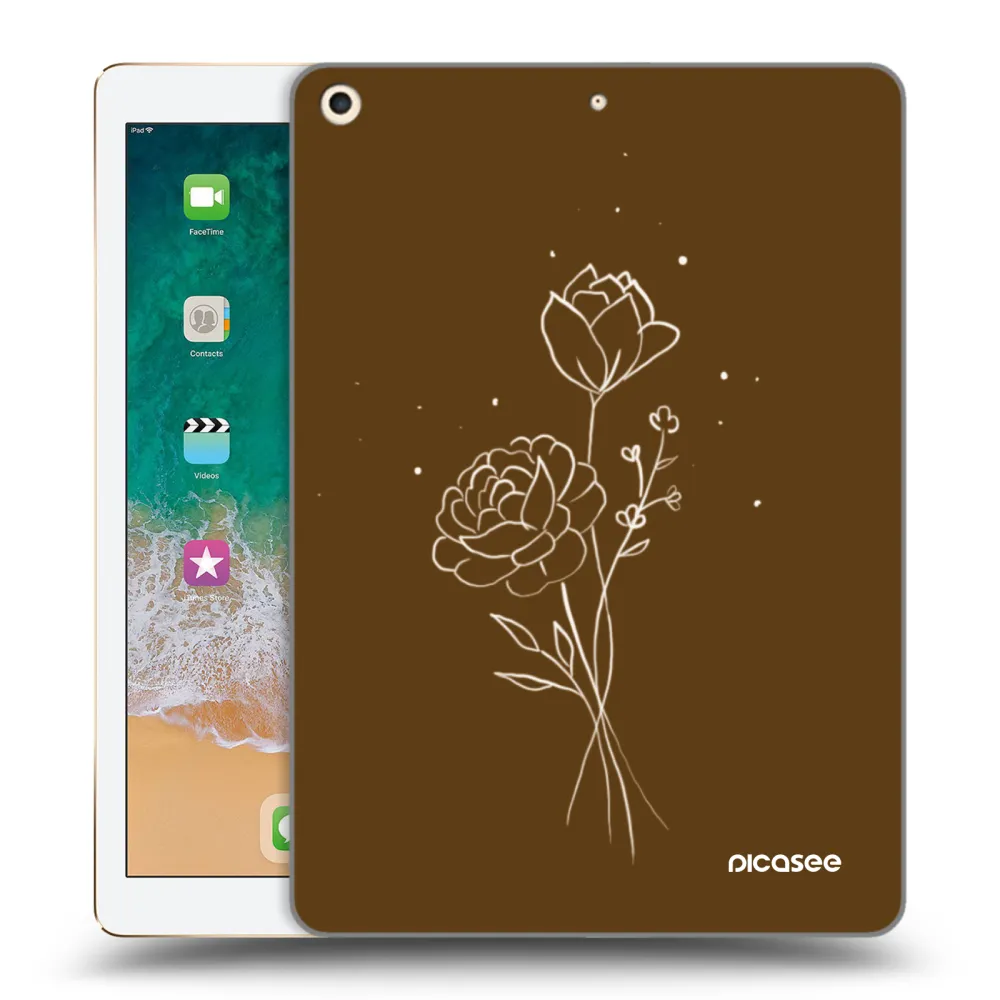 Picasee transparente Silikonhülle für Apple iPad 9.7" 2017 (5. gen) - Brown flowers