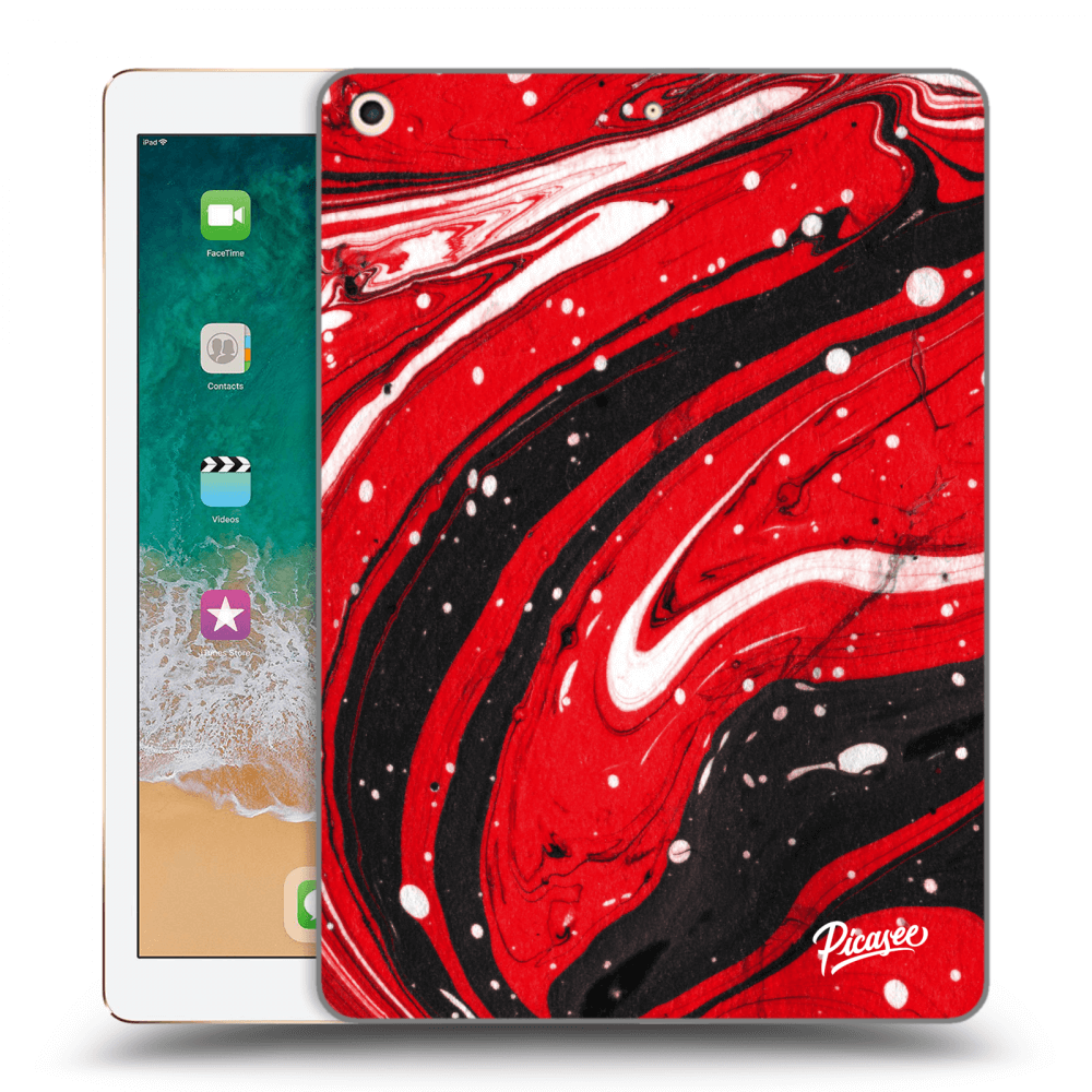 Picasee transparente Silikonhülle für Apple iPad 9.7" 2017 (5. gen) - Red black