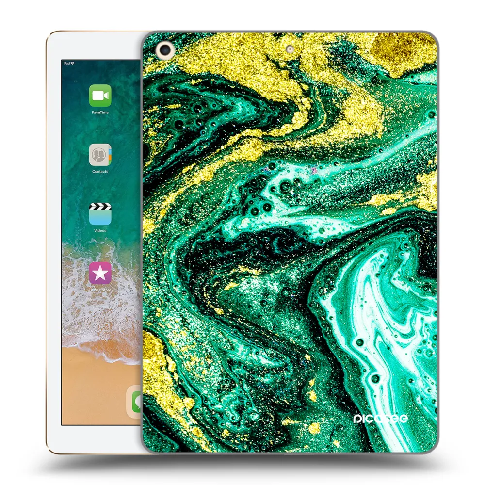 Picasee transparente Silikonhülle für Apple iPad 9.7" 2017 (5. gen) - Green Gold