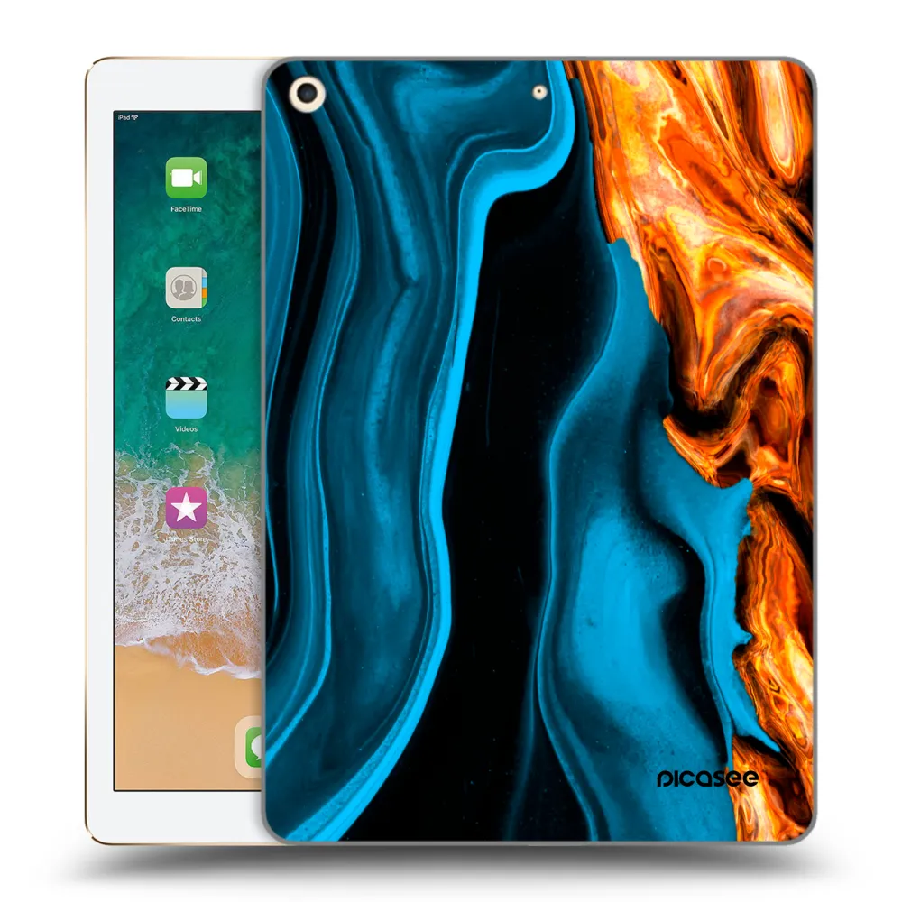 Picasee transparente Silikonhülle für Apple iPad 9.7" 2017 (5. gen) - Gold blue
