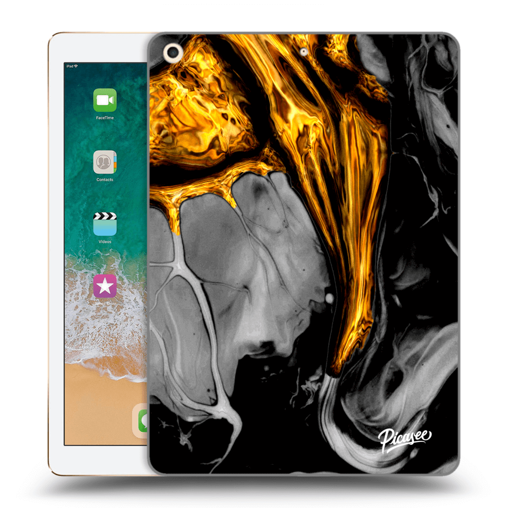 Picasee transparente Silikonhülle für Apple iPad 9.7" 2017 (5. gen) - Black Gold