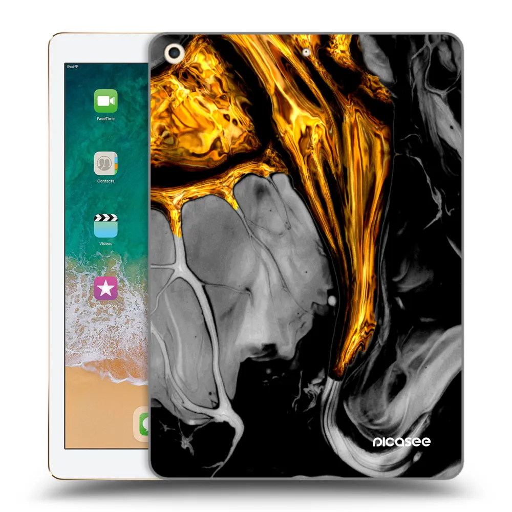 Picasee transparente Silikonhülle für Apple iPad 9.7" 2017 (5. gen) - Black Gold