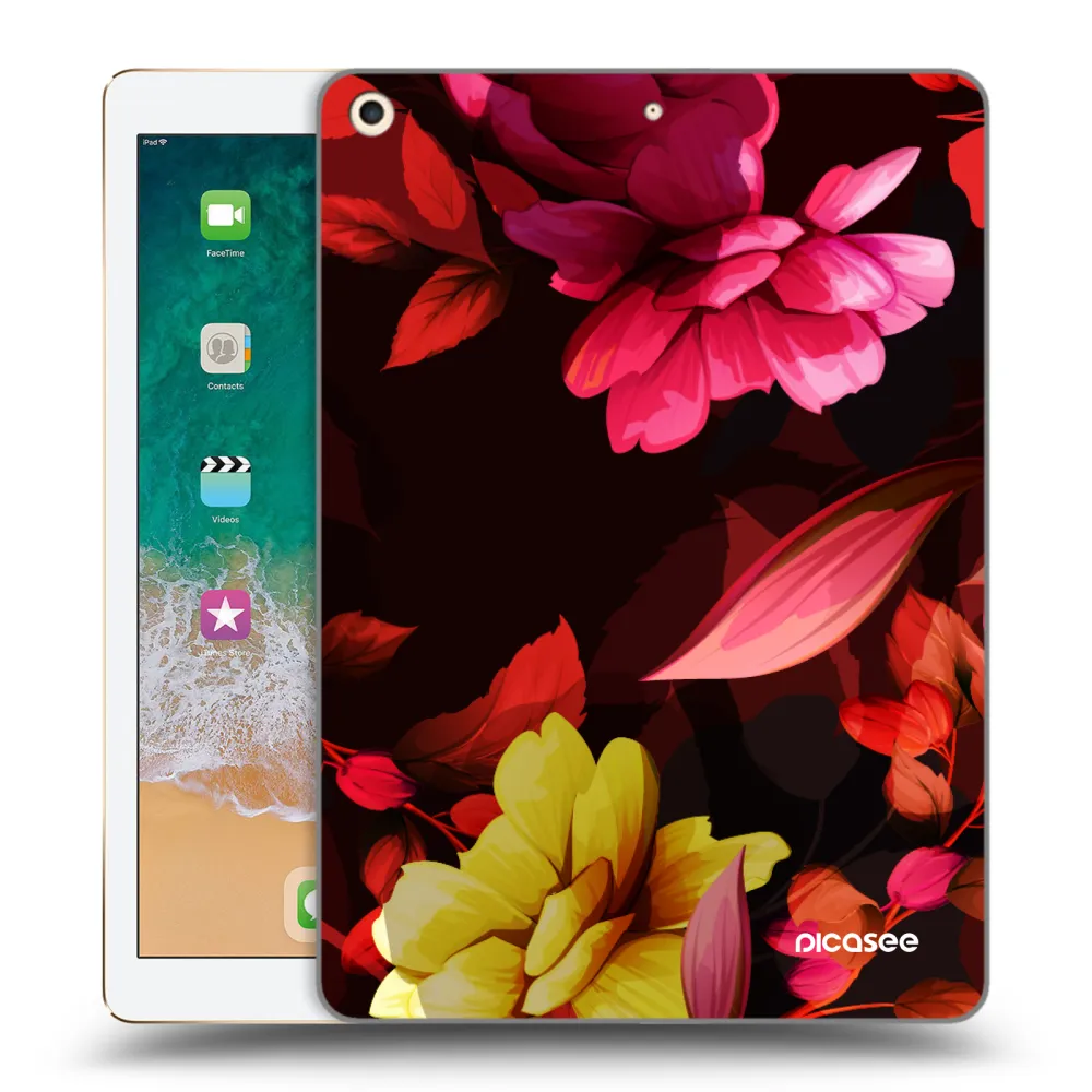 Picasee transparente Silikonhülle für Apple iPad 9.7" 2017 (5. gen) - Dark Peonny