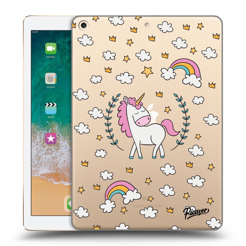 Picasee transparente Silikonhülle für Apple iPad 9.7" 2017 (5. gen) - Unicorn star heaven