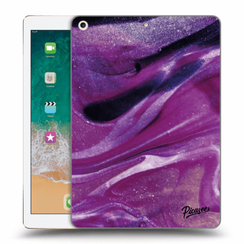 Picasee transparente Silikonhülle für Apple iPad 9.7" 2017 (5. gen) - Purple glitter