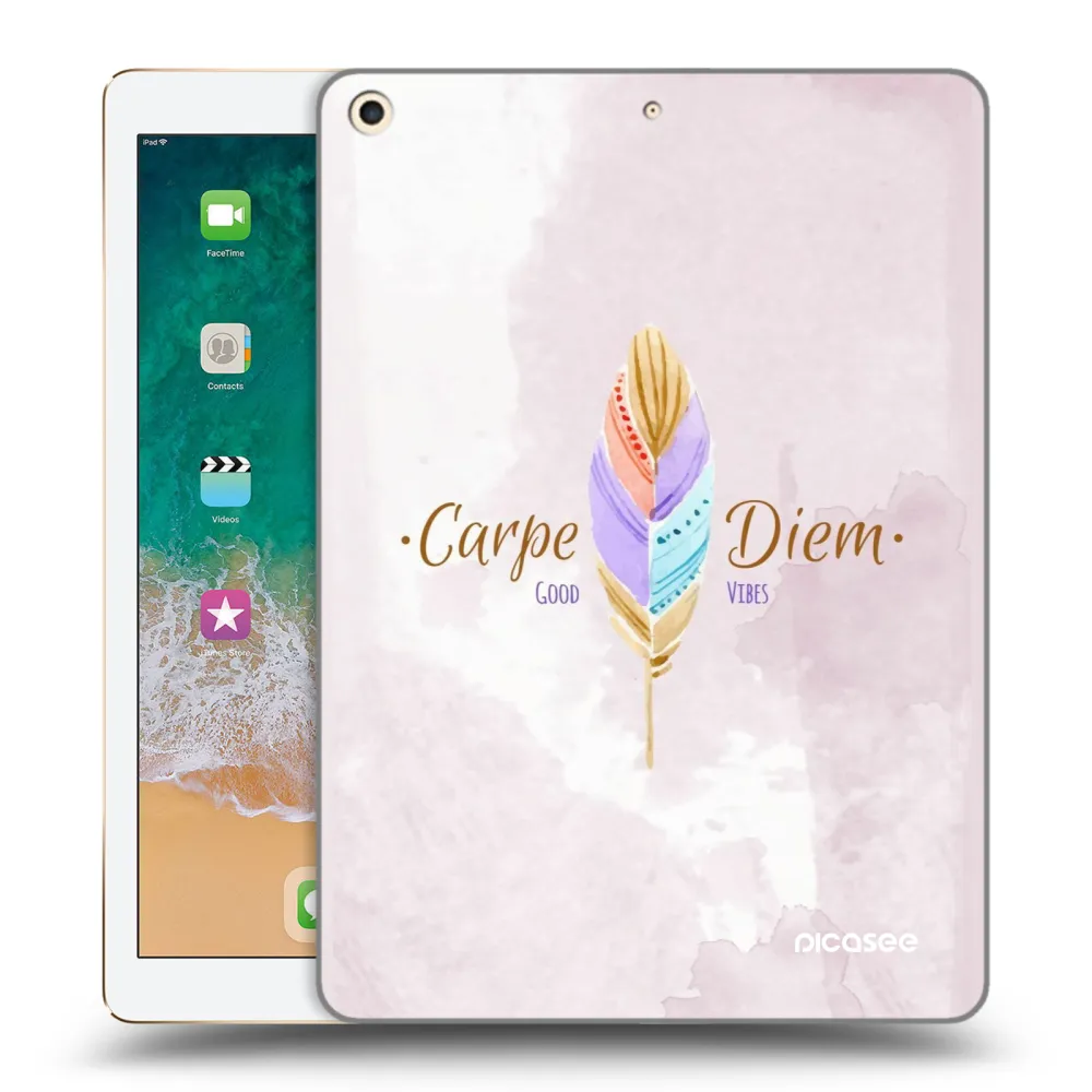 Picasee transparente Silikonhülle für Apple iPad 9.7" 2017 (5. gen) - Genieße den Tag