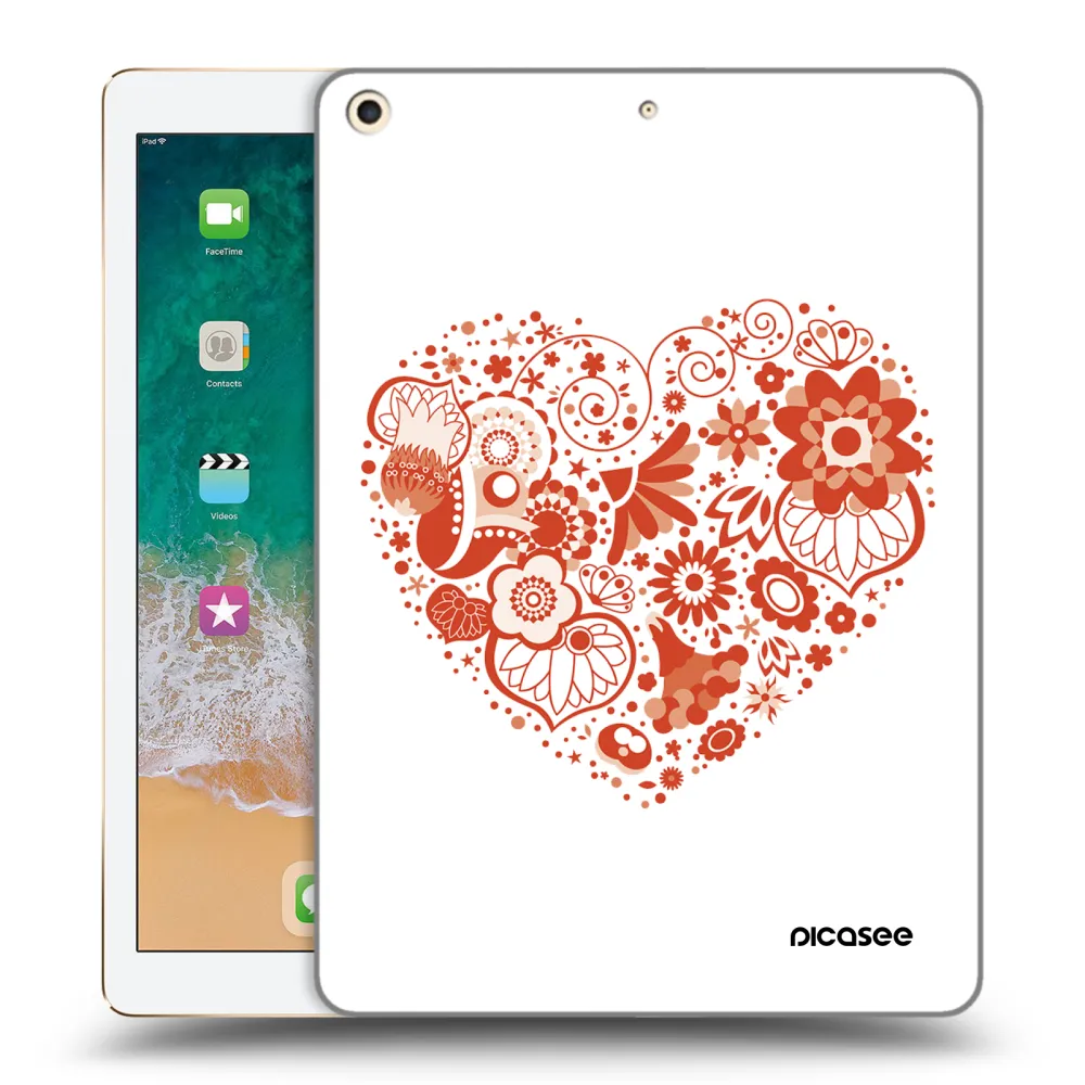Picasee transparente Silikonhülle für Apple iPad 9.7" 2017 (5. gen) - Großes Herz