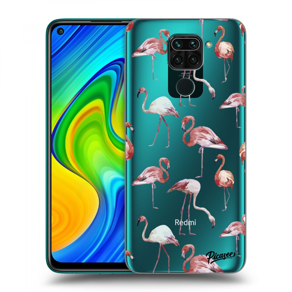 Picasee Xiaomi Redmi Note 9 Hülle - Transparentes Silikon - Flamingos