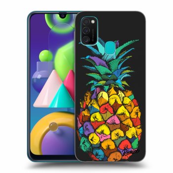 Picasee Samsung Galaxy M21 M215F Hülle - Schwarzes Silikon - Pineapple