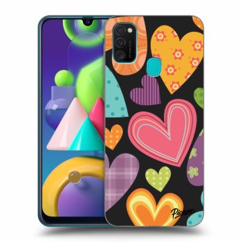 Picasee Samsung Galaxy M21 M215F Hülle - Schwarzes Silikon - Colored heart