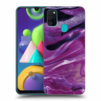 Picasee Samsung Galaxy M21 M215F Hülle - Schwarzes Silikon - Purple glitter
