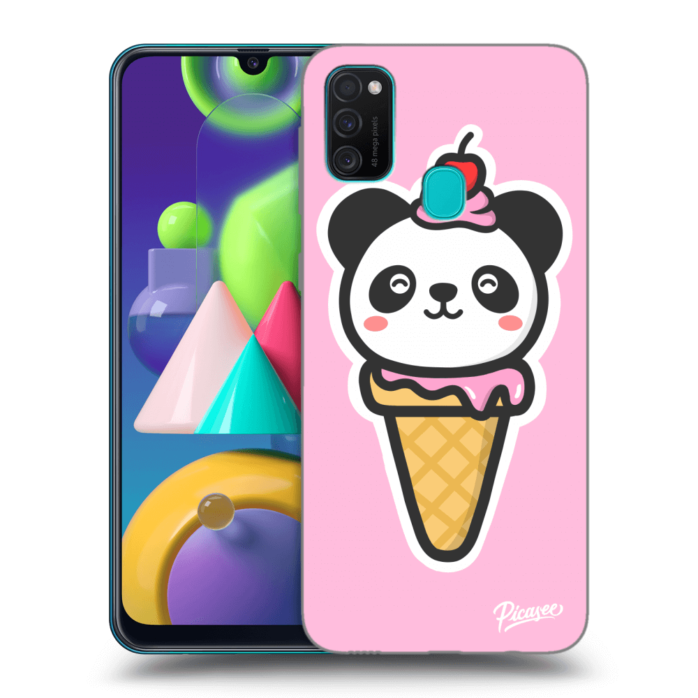 Picasee Samsung Galaxy M21 M215F Hülle - Schwarzes Silikon - Ice Cream Panda