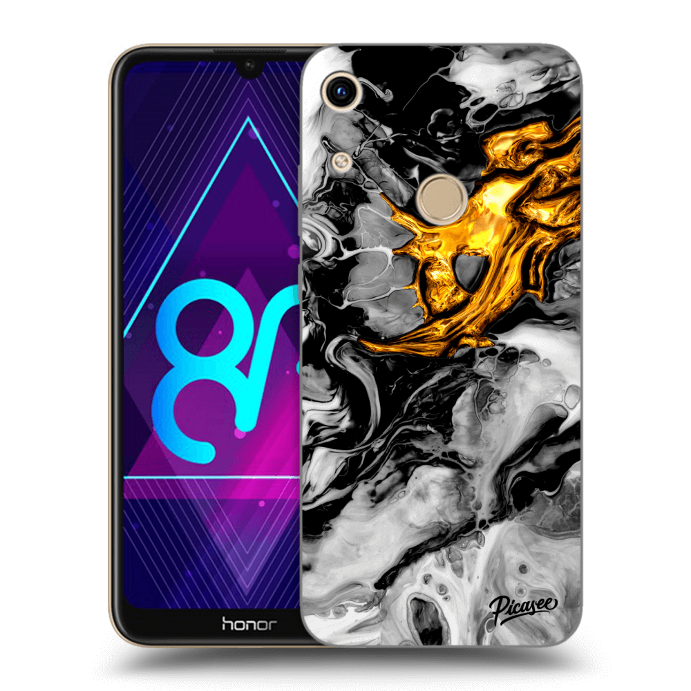 Picasee Honor 8A Hülle - Transparentes Silikon - Black Gold 2
