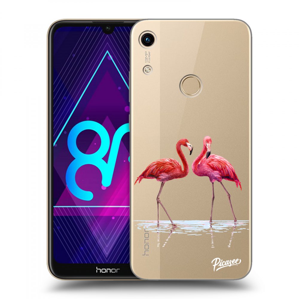 Picasee Honor 8A Hülle - Transparentes Silikon - Flamingos couple