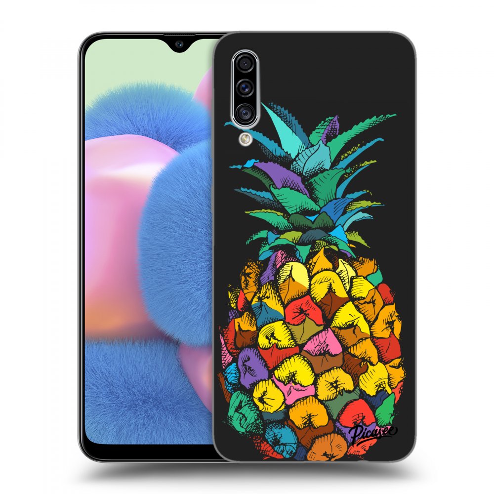 Picasee Samsung Galaxy A30s A307F Hülle - Schwarzes Silikon - Pineapple