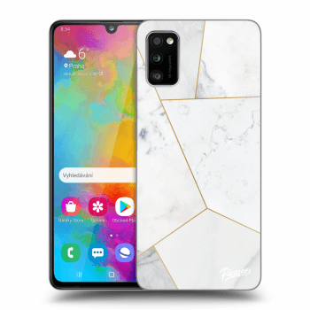 Picasee Samsung Galaxy A41 A415F Hülle - Schwarzes Silikon - White tile