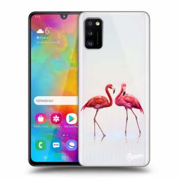 Picasee Samsung Galaxy A41 A415F Hülle - Transparentes Silikon - Flamingos couple