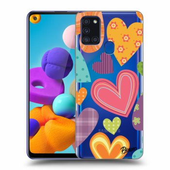 Picasee Samsung Galaxy A21s Hülle - Transparentes Silikon - Colored heart