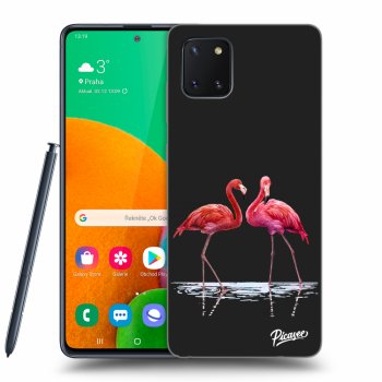 Picasee Samsung Galaxy Note 10 Lite N770F Hülle - Schwarzes Silikon - Flamingos couple