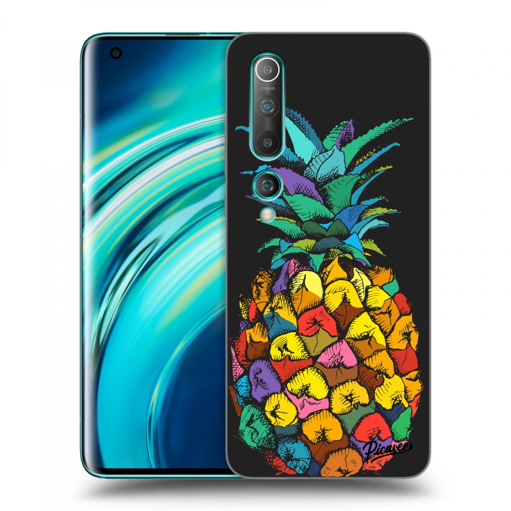 Picasee Xiaomi Mi 10 Hülle - Schwarzes Silikon - Pineapple