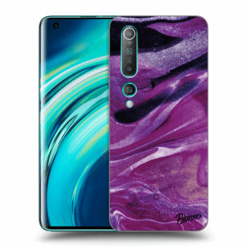 Picasee Xiaomi Mi 10 Hülle - Schwarzes Silikon - Purple glitter
