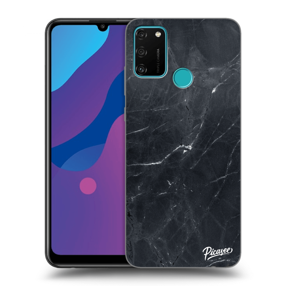 Picasee Honor 9A Hülle - Transparentes Silikon - Black marble