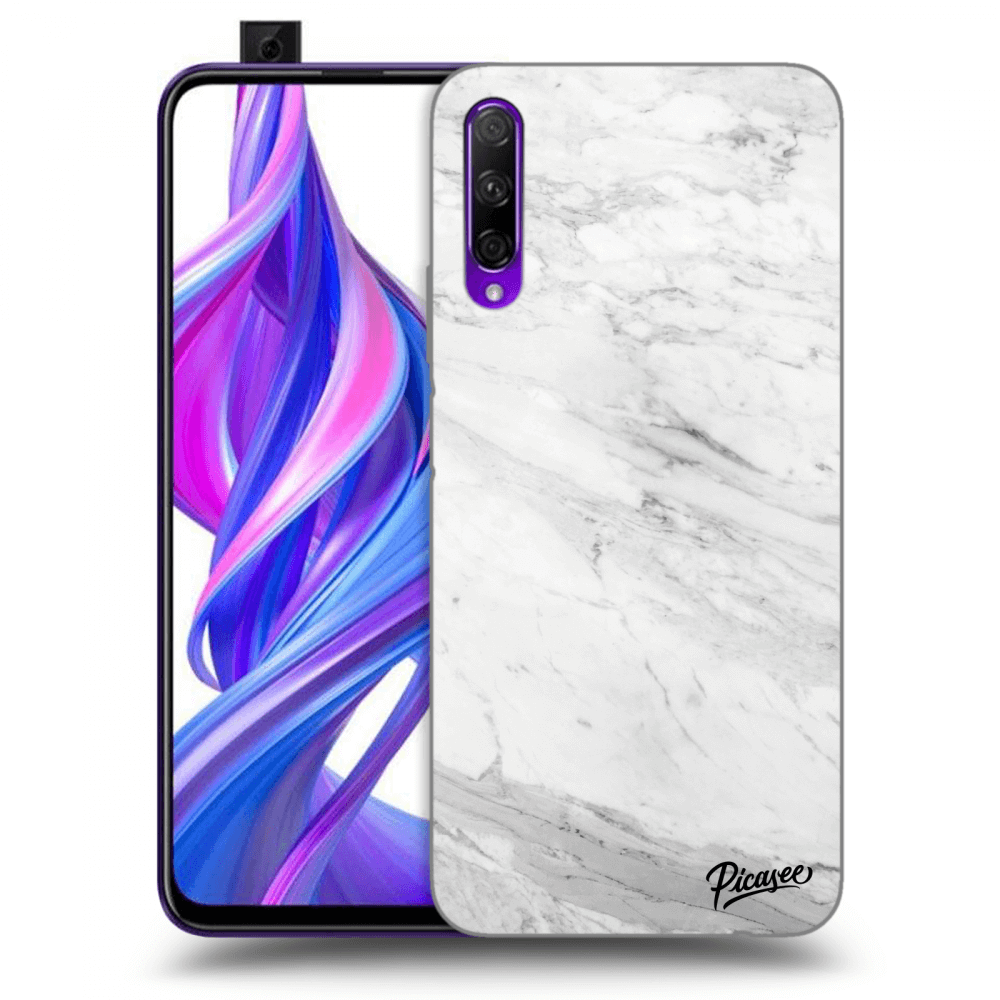 Picasee Honor 9X Pro Hülle - Transparentes Silikon - White marble
