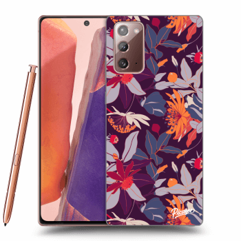 Picasee Samsung Galaxy Note 20 Hülle - Schwarzes Silikon - Purple Leaf