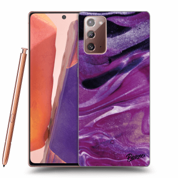 Picasee Samsung Galaxy Note 20 Hülle - Schwarzes Silikon - Purple glitter