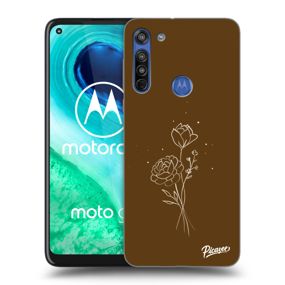 Picasee Motorola Moto G8 Hülle - Transparentes Silikon - Brown flowers