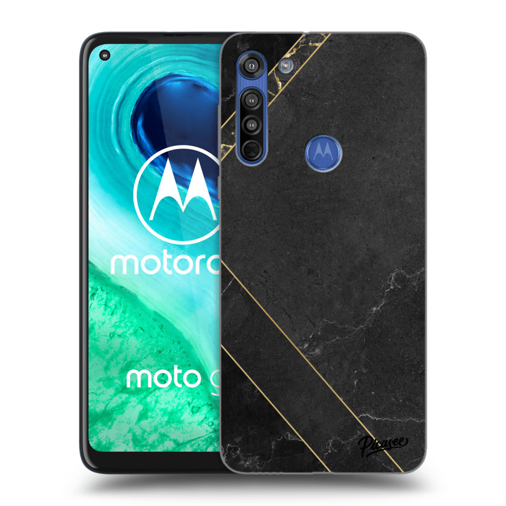 Picasee Motorola Moto G8 Hülle - Transparentes Silikon - Black tile