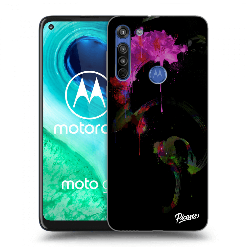 Picasee Motorola Moto G8 Hülle - Schwarzes Silikon - Peony black