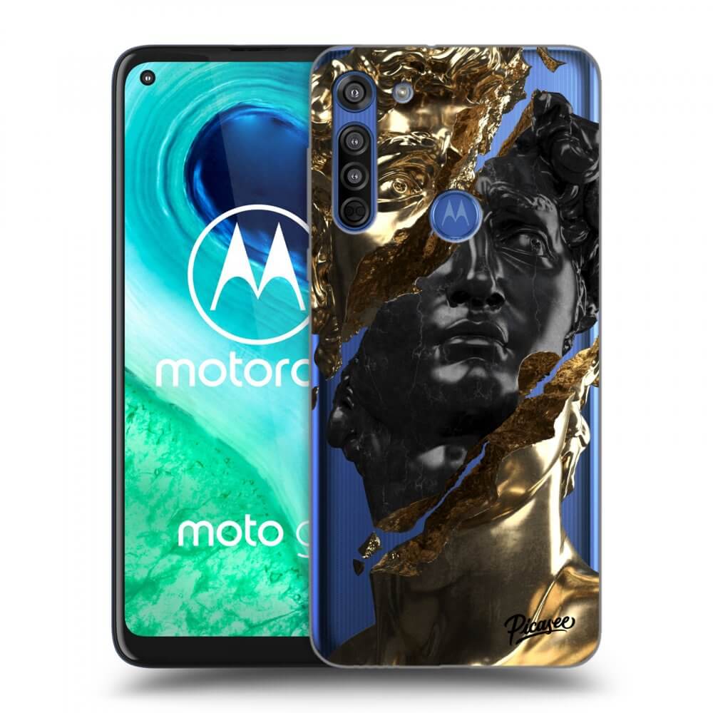 Picasee Motorola Moto G8 Hülle - Transparentes Silikon - Gold - Black