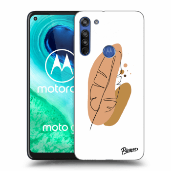 Picasee Motorola Moto G8 Hülle - Schwarzes Silikon - Feather brown