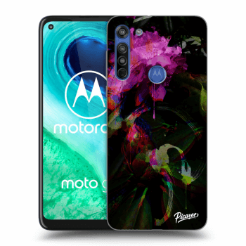 Picasee Motorola Moto G8 Hülle - Schwarzes Silikon - Peony Color