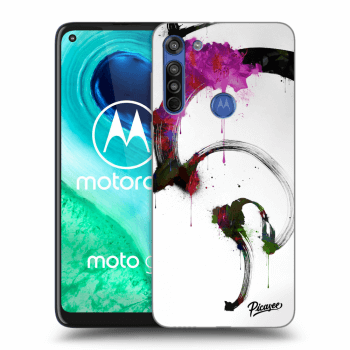 Picasee Motorola Moto G8 Hülle - Schwarzes Silikon - Peony White