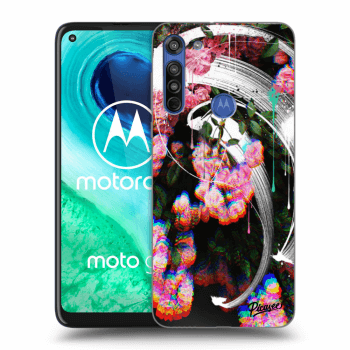 Picasee Motorola Moto G8 Hülle - Schwarzes Silikon - Rosebush white