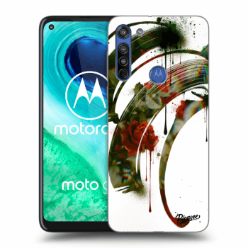 Picasee Motorola Moto G8 Hülle - Schwarzes Silikon - Roses white