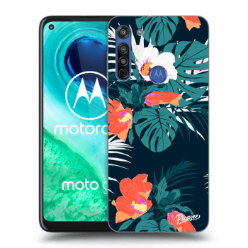 Picasee Motorola Moto G8 Hülle - Schwarzes Silikon - Monstera Color