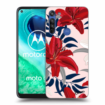 Picasee Motorola Moto G8 Hülle - Schwarzes Silikon - Red Lily